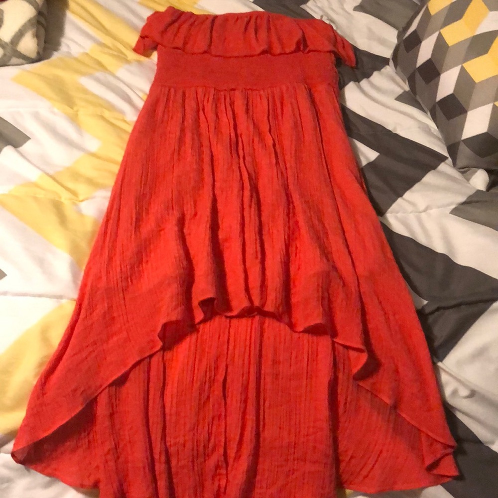 Orange strapless dress